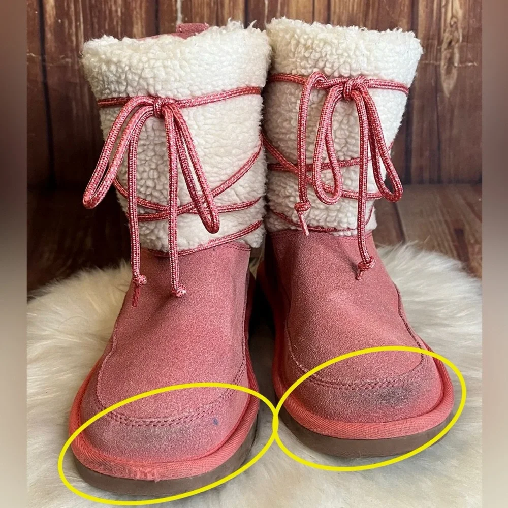 UGG Koolaburra Girl’s K Michon Suede Leather Pink Short Boots for Kids Size 3